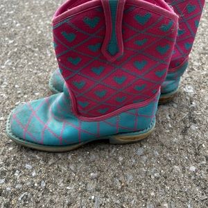 Laredo Pink and Blue Geometric Pattern Boots